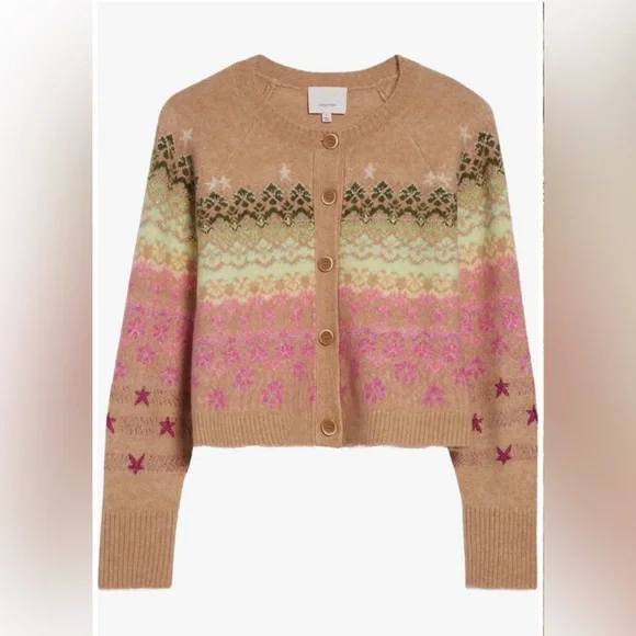 💚Cinq à Sept🩷Millie Fair Isle Cardigan Sweater